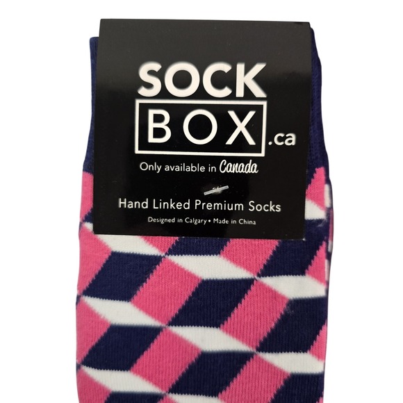 Sock Box Canada Socks Tie Set Pink Cube Design Mens Fashion Accessory - Picture 2 of 4
